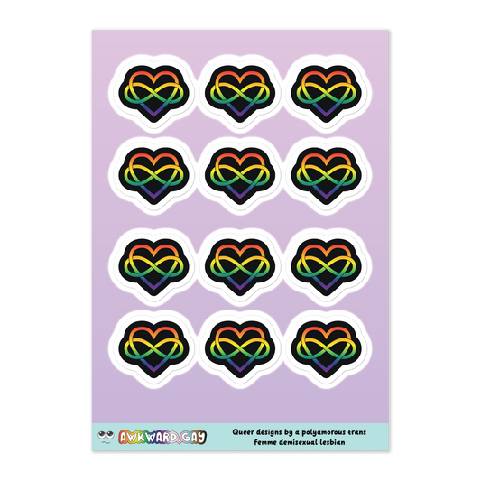 Polyamory Infinity Heart Sheet - Rainbow