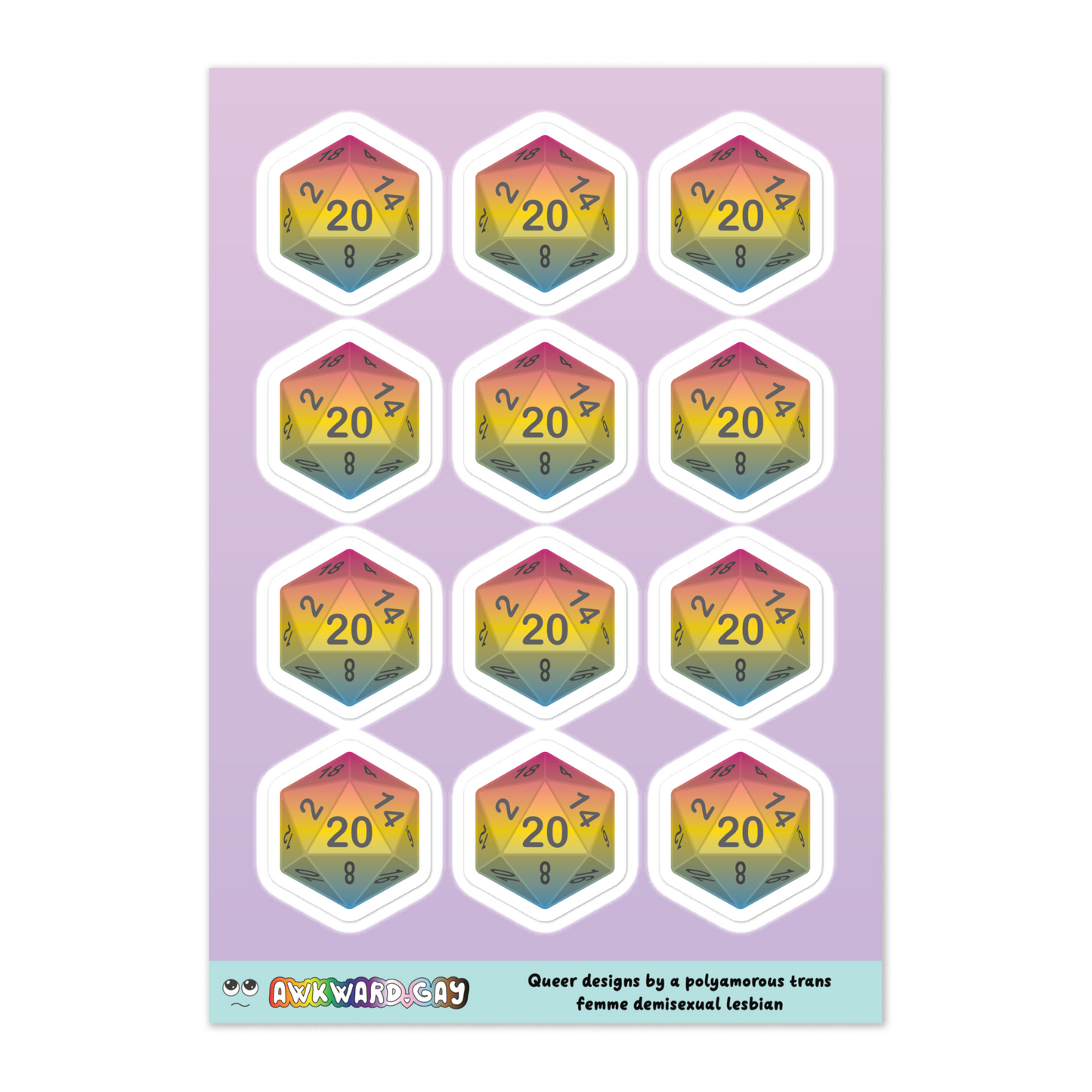 Pride D20 Sheet - Pansexual