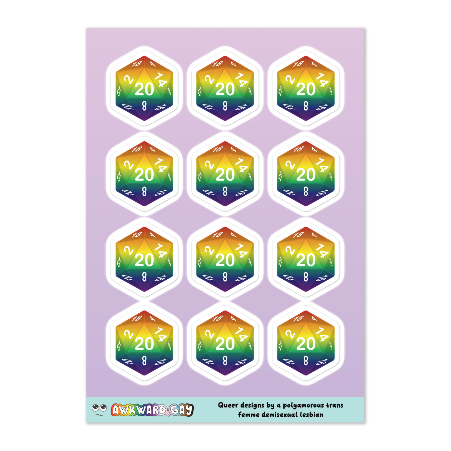 Pride D20 Sheet - Rainbow