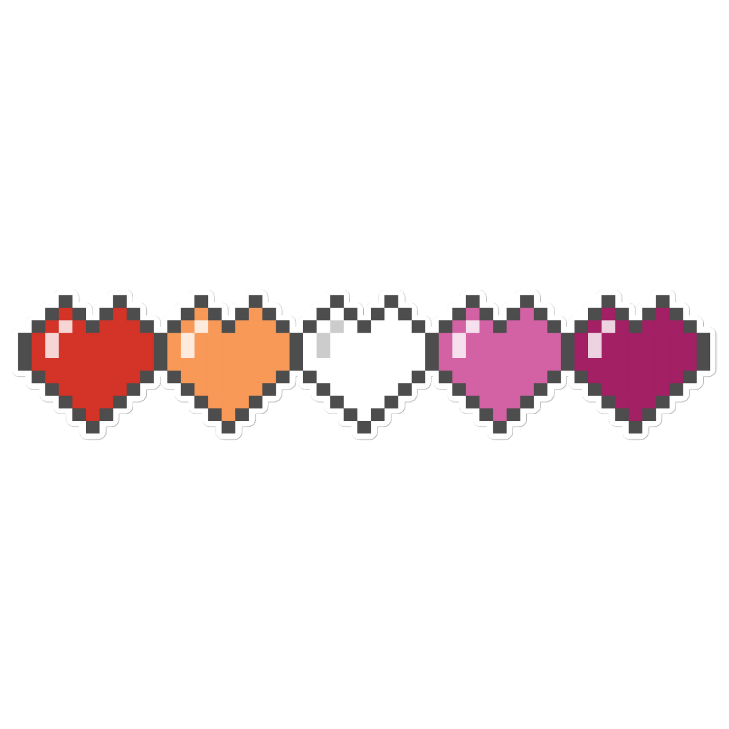 Lesbian Pride Pixel Hearts Bubble-free stickers