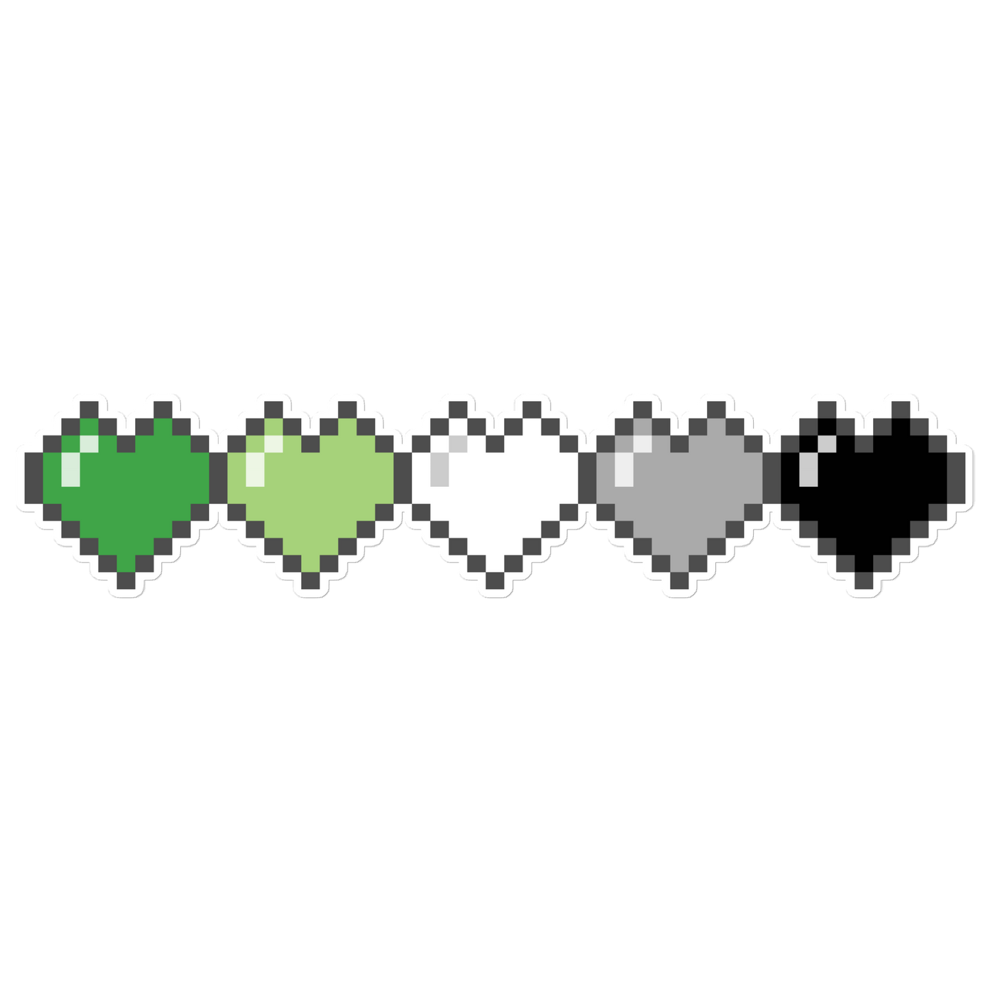 Aro Pride Pixel Hearts Bubble-free stickers