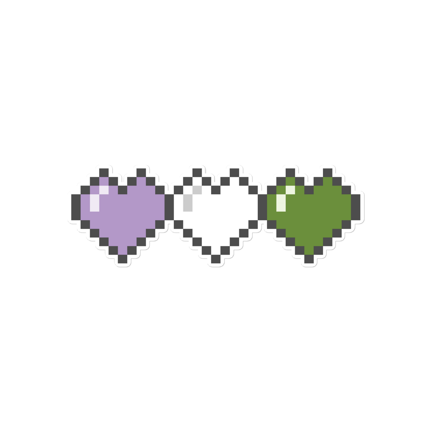 Genderqueer Pride Pixel Hearts Bubble-free stickers