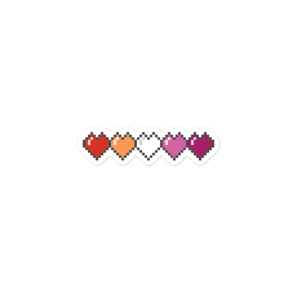 Lesbian Pride Pixel Hearts Bubble-free stickers