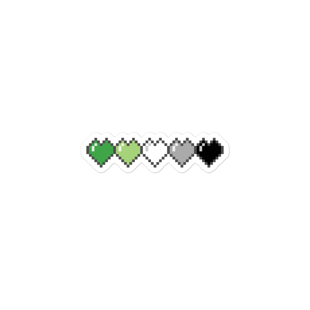 Aro Pride Pixel Hearts Bubble-free stickers