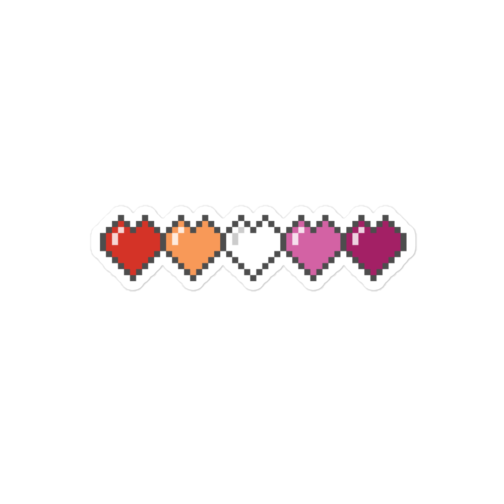 Lesbian Pride Pixel Hearts Bubble-free stickers