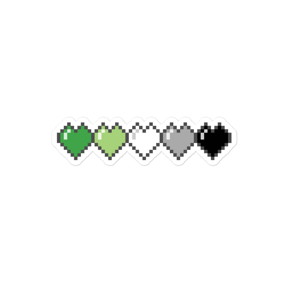 Aro Pride Pixel Hearts Bubble-free stickers