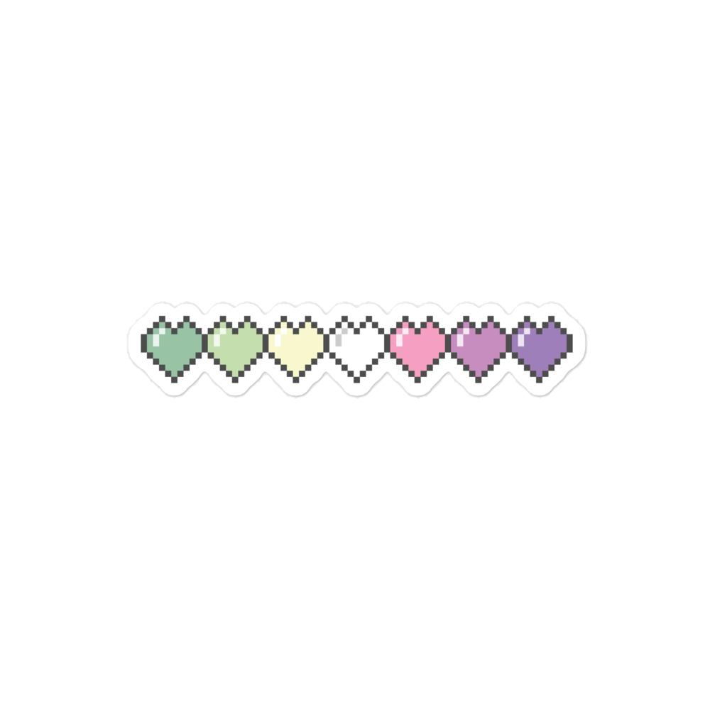 Genderfae Pride Pixel Hearts Bubble-free stickers