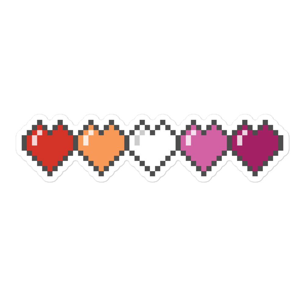 Lesbian Pride Pixel Hearts Bubble-free stickers