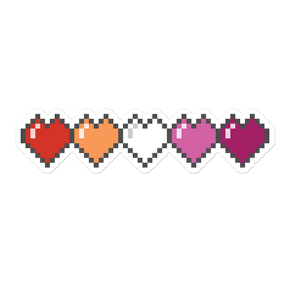 Lesbian Pride Pixel Hearts Bubble-free stickers