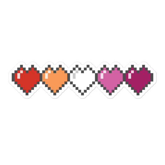 Lesbian Pride Pixel Hearts Bubble-free stickers