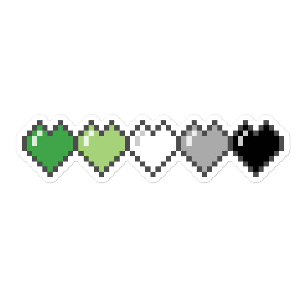 Aro Pride Pixel Hearts Bubble-free stickers