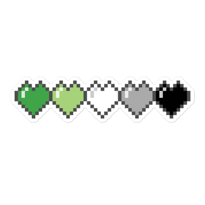 Aro Pride Pixel Hearts Bubble-free stickers