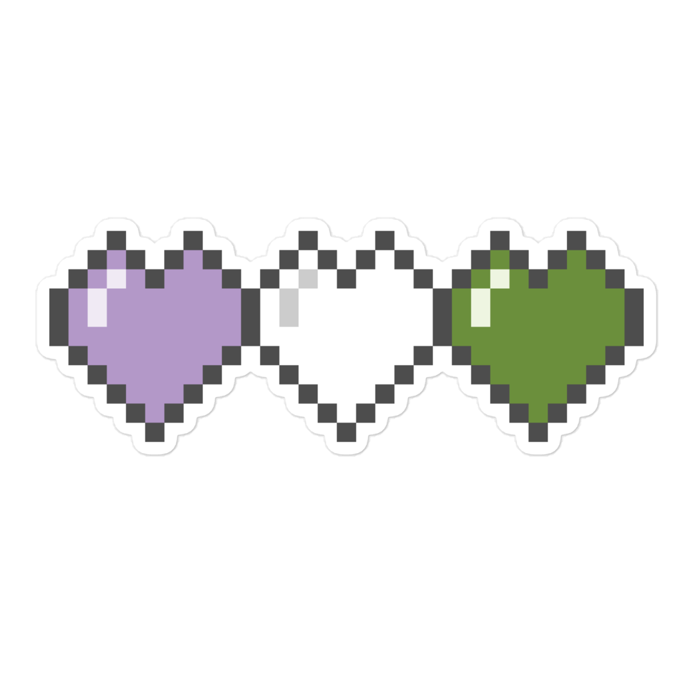 Genderqueer Pride Pixel Hearts Bubble-free stickers