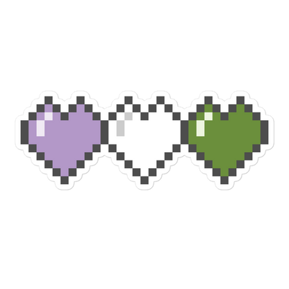 Genderqueer Pride Pixel Hearts Bubble-free stickers