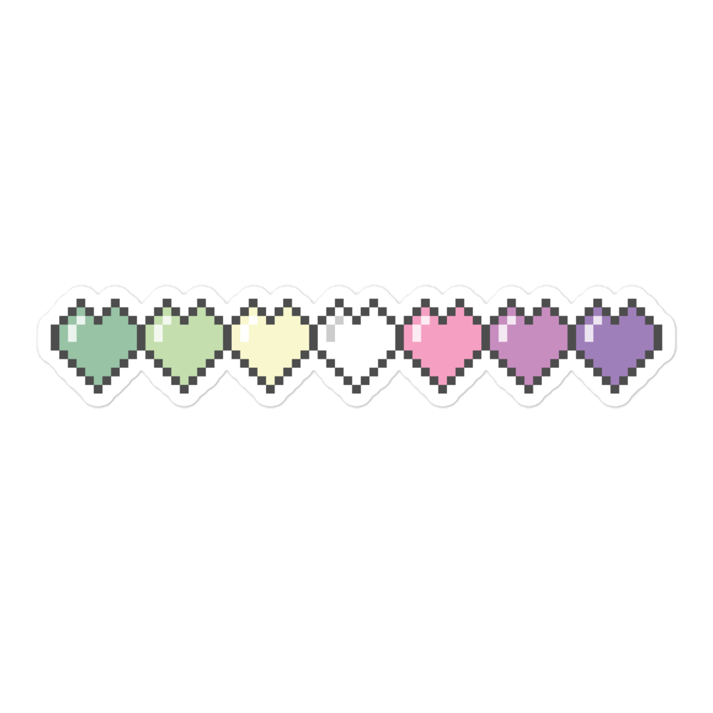 Genderfae Pride Pixel Hearts Bubble-free stickers