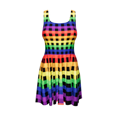 Rainbow Flannel Skater Dress