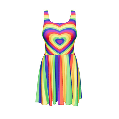 Rainbow Hearts Skater Dress