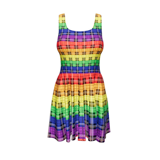 Rainbow Plaid Skater Dress