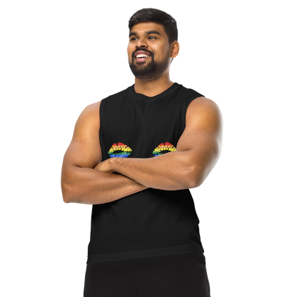 Rainbow Boob Kisses Unisex Muscle Shirt