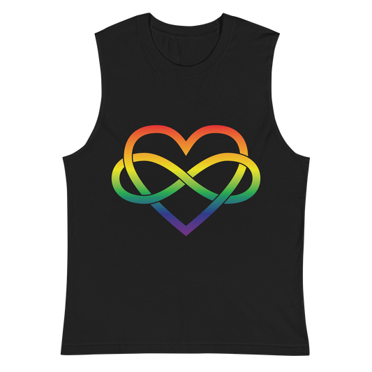 Polyamory Infinity Heart - Rainbow Unisex Muscle Shirt