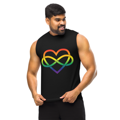 Polyamory Infinity Heart - Rainbow Unisex Muscle Shirt