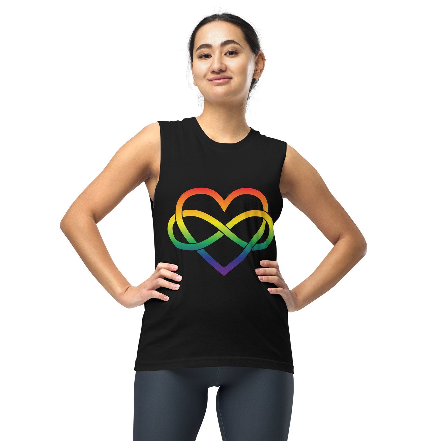 Polyamory Infinity Heart - Rainbow Unisex Muscle Shirt