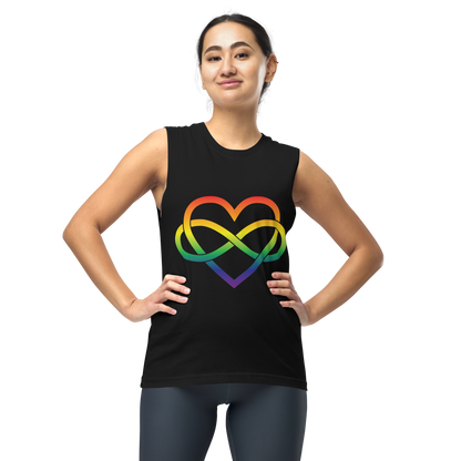 Polyamory Infinity Heart - Rainbow Unisex Muscle Shirt