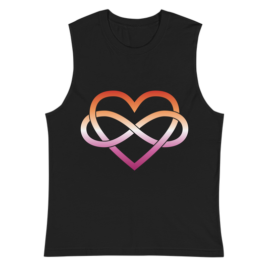 Polyamory Infinity Heart - Lesbian Unisex Muscle Shirt