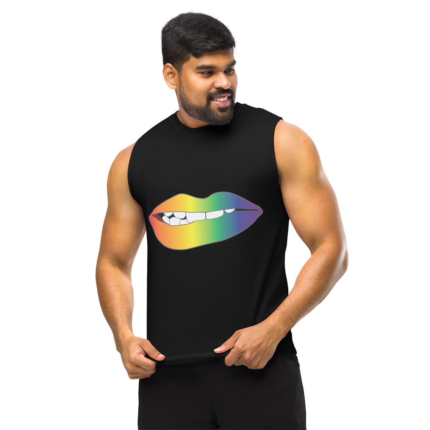 Biting Lips - Rainbow Pride - Gradient Unisex Muscle Shirt