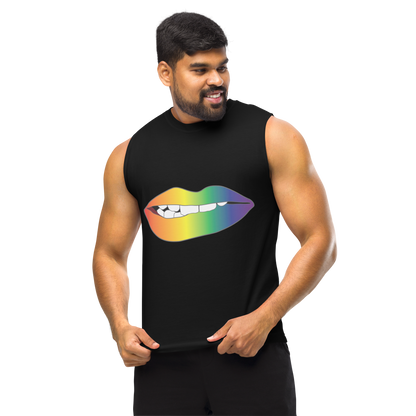 Biting Lips - Rainbow Pride - Gradient Unisex Muscle Shirt