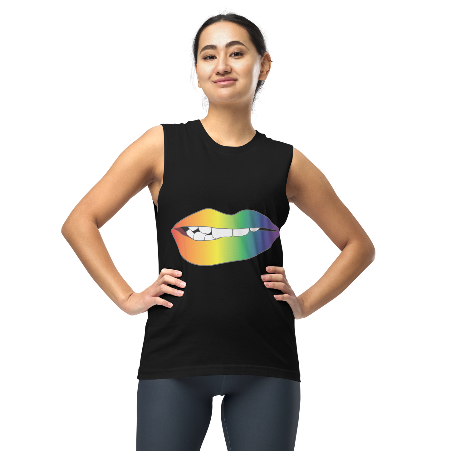 Biting Lips - Rainbow Pride - Gradient Unisex Muscle Shirt