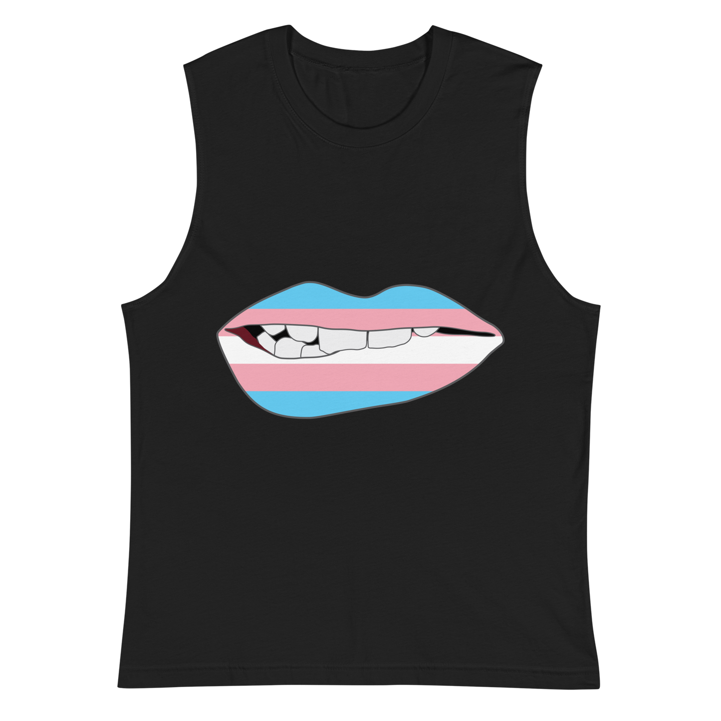 Biting Lips - Transgender Flag Unisex Muscle Shirt