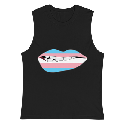 Biting Lips - Transgender Flag Unisex Muscle Shirt