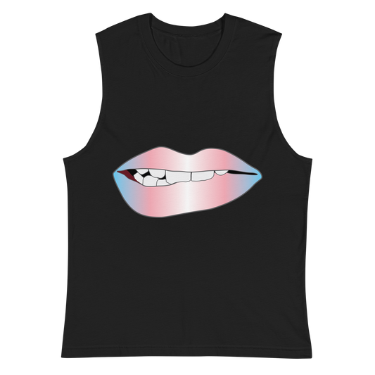 Biting Lips - Transgender Pride - Gradient Unisex Muscle Shirt