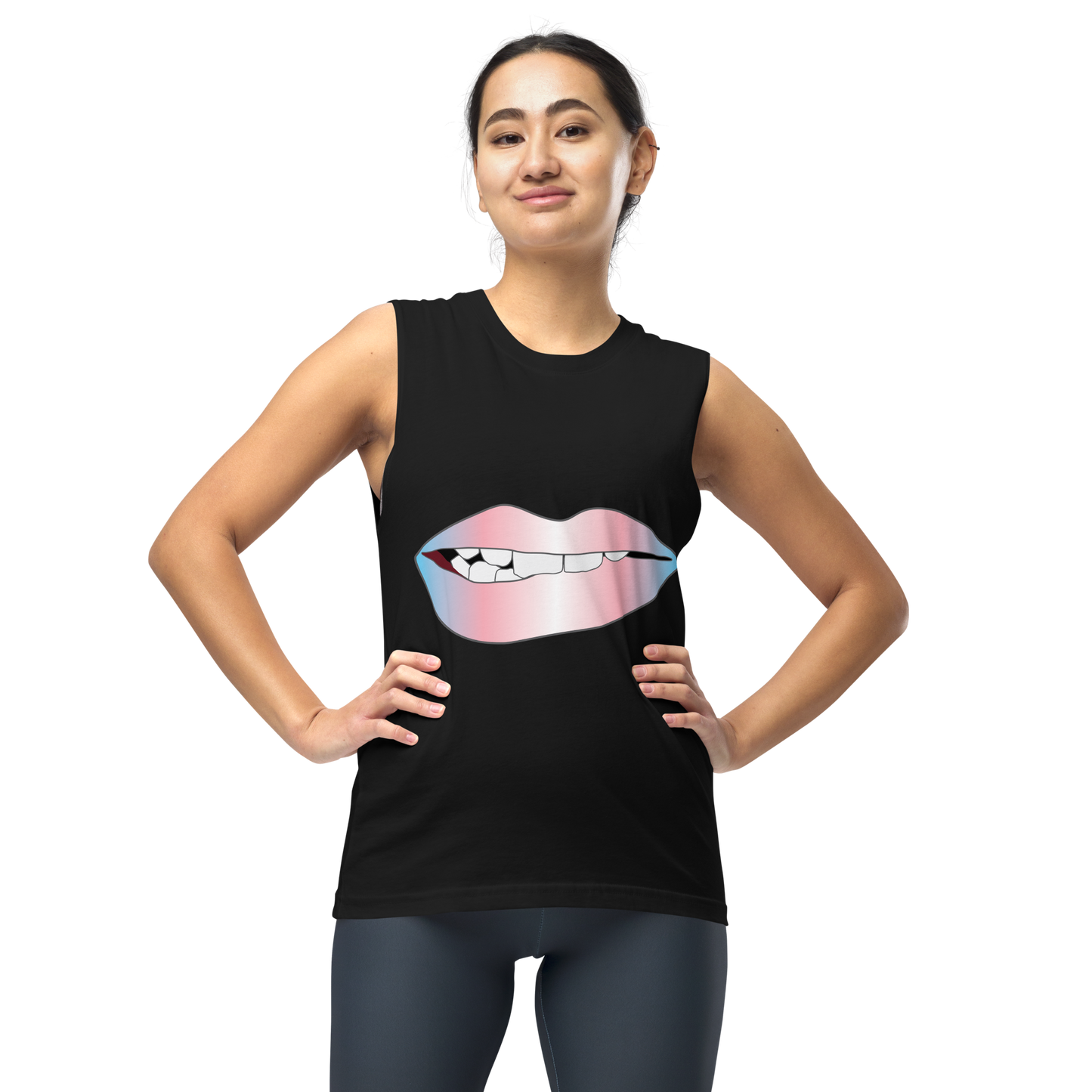 Biting Lips - Transgender Pride - Gradient Unisex Muscle Shirt