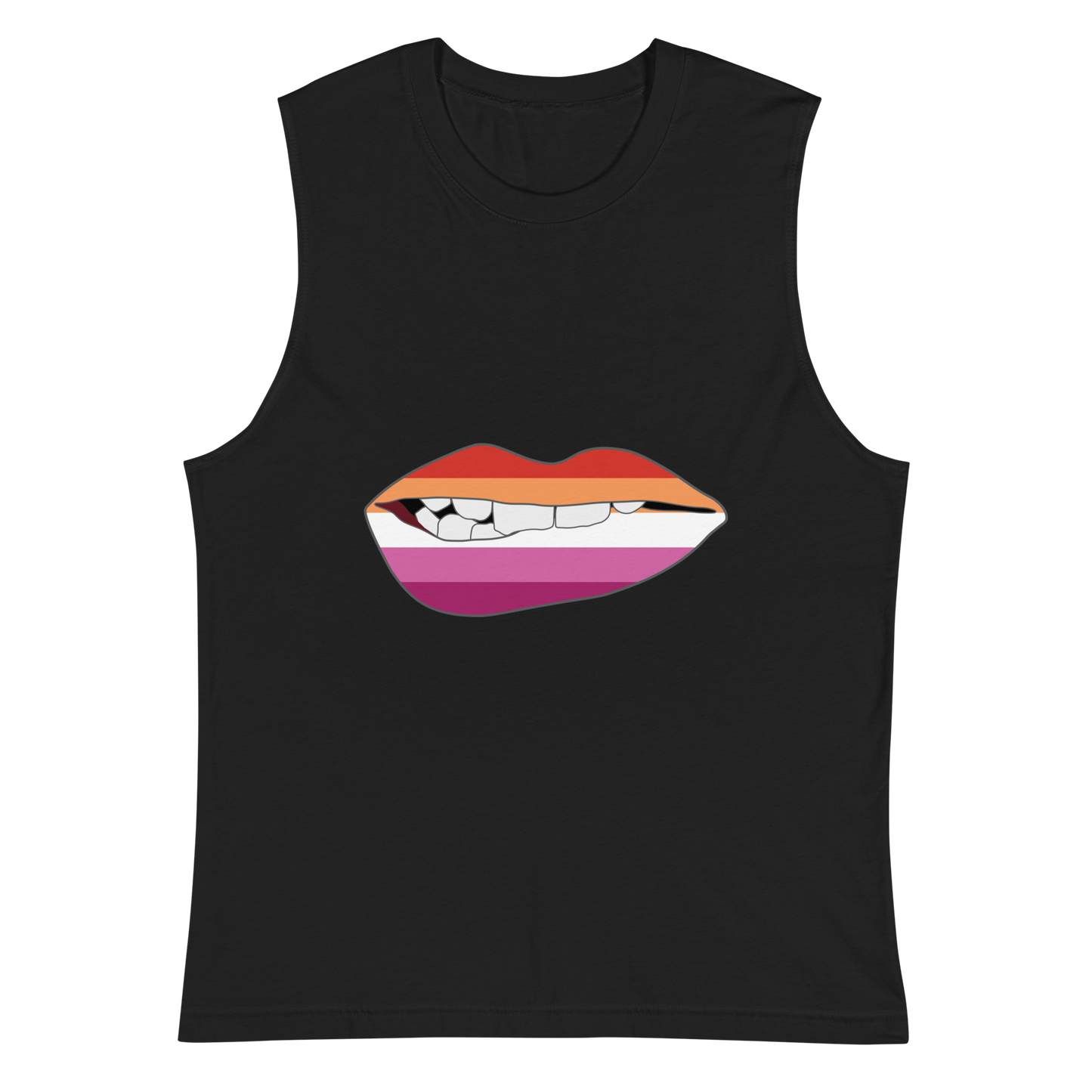 Biting Lips - Lesbian Flag Unisex Muscle Shirt