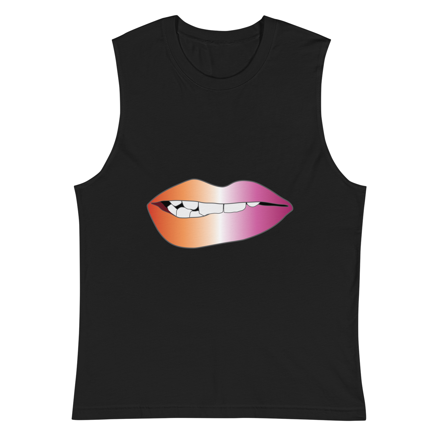 Biting Lips - Lesbian Pride - Gradient Unisex Muscle Shirt