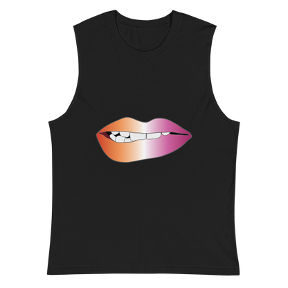 Biting Lips - Lesbian Pride - Gradient Unisex Muscle Shirt