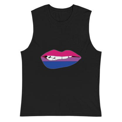 Biting Lips - Bisexual Flag Unisex Muscle Shirt