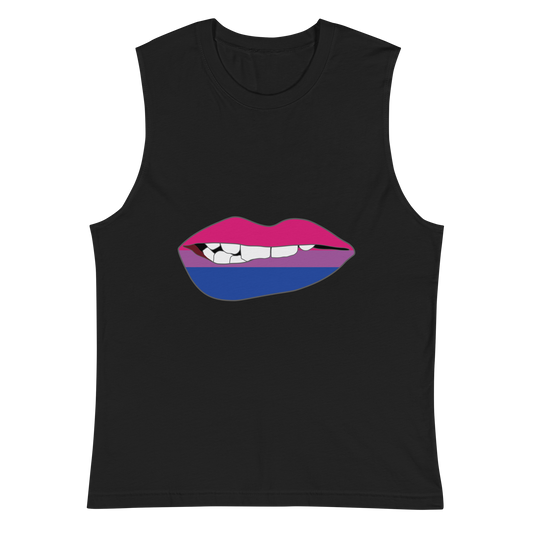 Biting Lips - Bisexual Flag Unisex Muscle Shirt