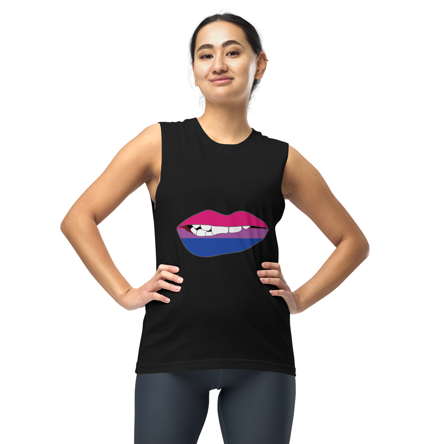 Biting Lips - Bisexual Flag Unisex Muscle Shirt