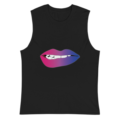 Biting Lips - Bisexual Pride - Gradient Unisex Muscle Shirt