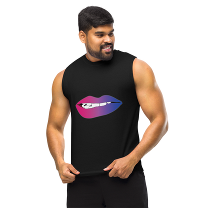 Biting Lips - Bisexual Pride - Gradient Unisex Muscle Shirt