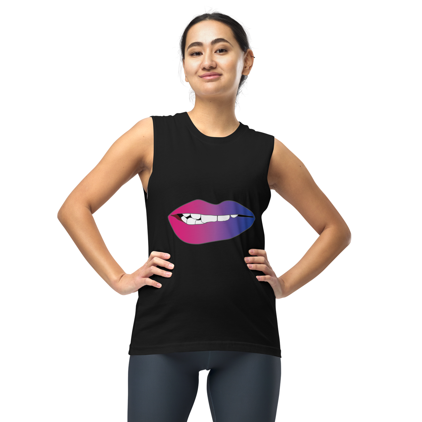 Biting Lips - Bisexual Pride - Gradient Unisex Muscle Shirt