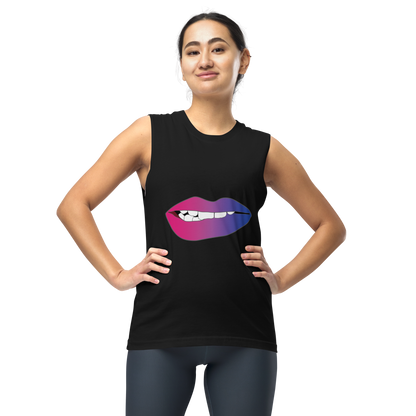 Biting Lips - Bisexual Pride - Gradient Unisex Muscle Shirt