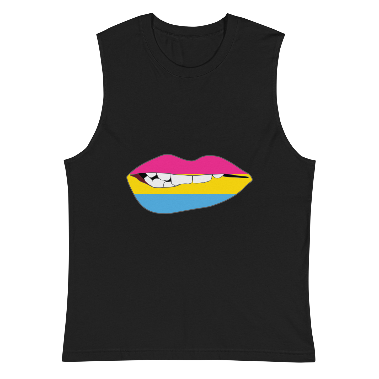 Biting Lips - Pansexual Flag Unisex Muscle Shirt