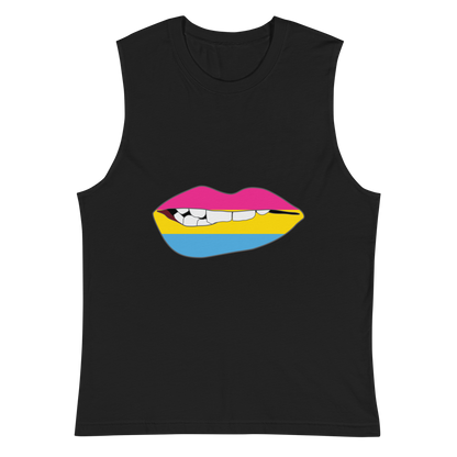 Biting Lips - Pansexual Flag Unisex Muscle Shirt