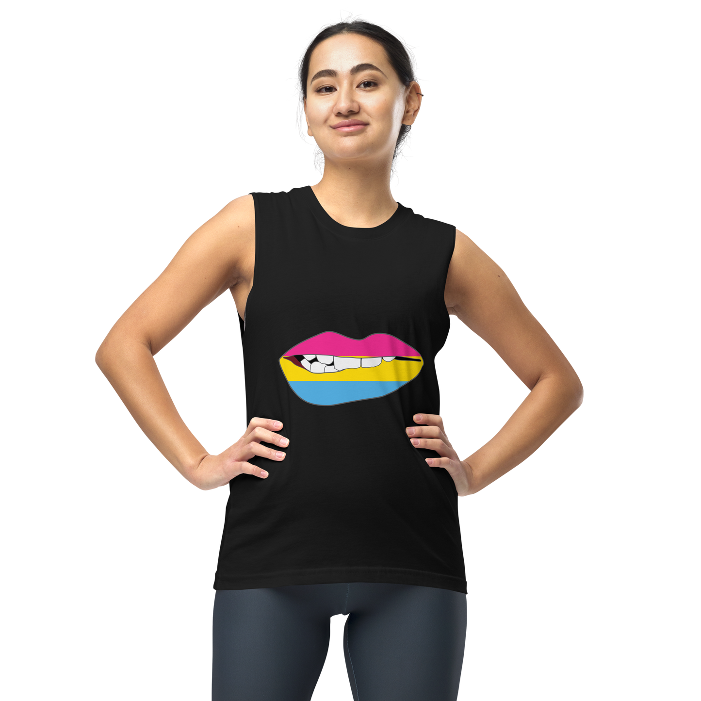 Biting Lips - Pansexual Flag Unisex Muscle Shirt