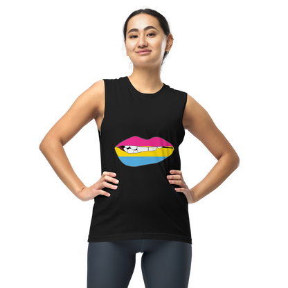 Biting Lips - Pansexual Flag Unisex Muscle Shirt