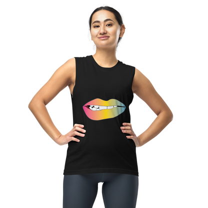 Biting Lips - Pansexual Pride - Gradient Unisex Muscle Shirt